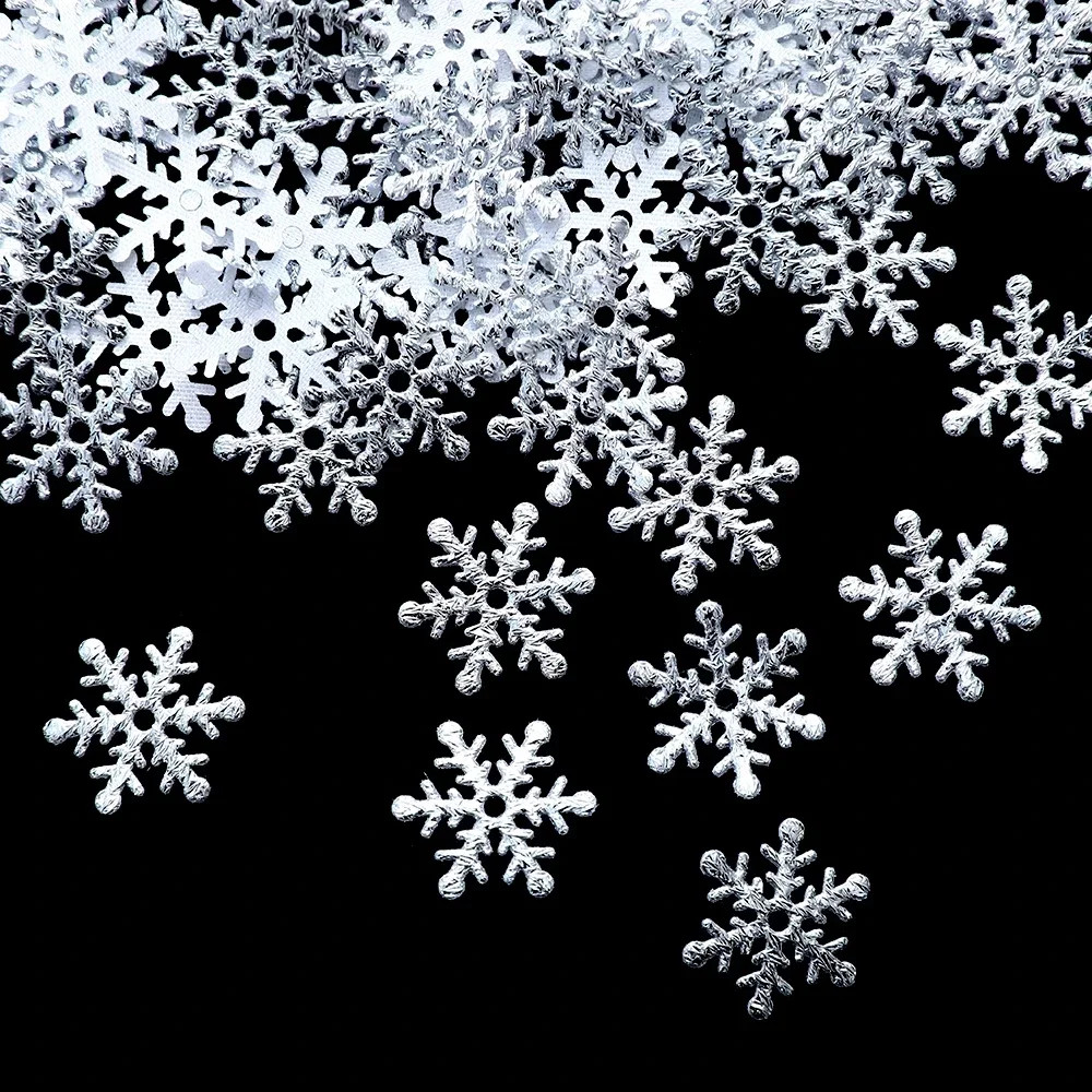 Christmas Snowflakes Confetti Ornaments, Winter Party Cake Decor Decorations for Home Xmas Tree Supplies