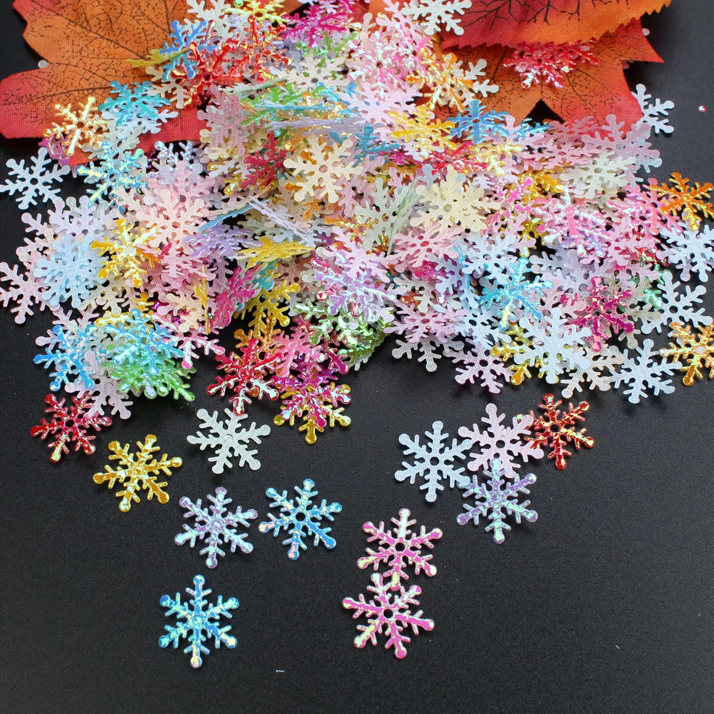 Christmas Snowflakes Confetti Ornaments, Winter Party Cake Decor Decorations for Home Xmas Tree Supplies