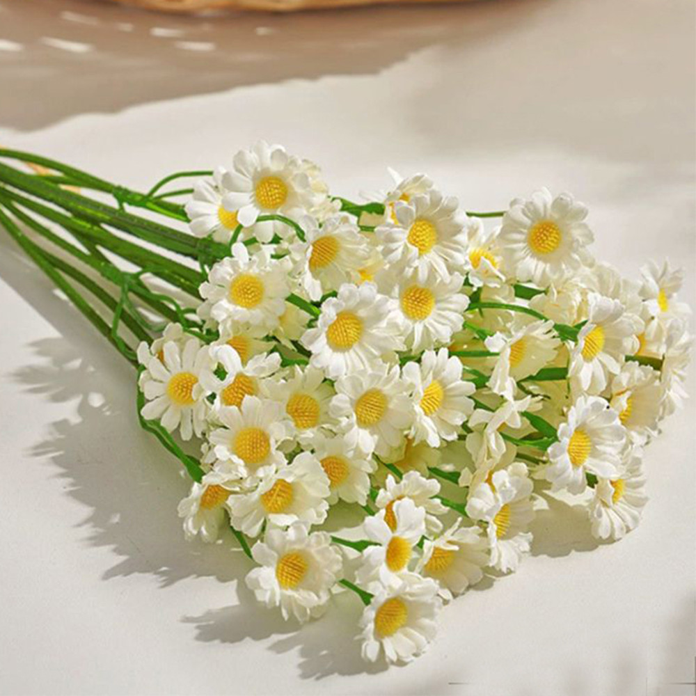 Silk Artificial Daisy Flowers White Daisy Fake Flower Bouquet For Party Table Decoration DIY Home W 5