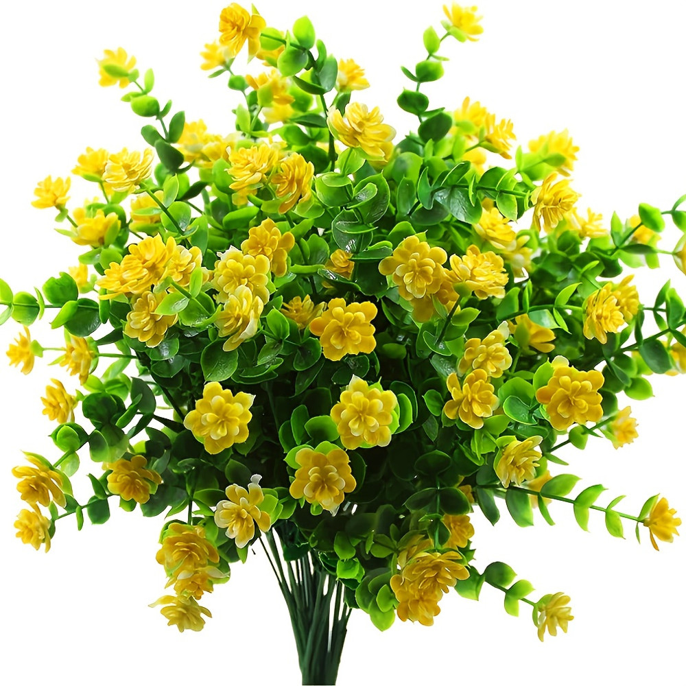 Artificial UV Resistant Fake Flowers Outdoor, Plastic Hanging Shrubs for Garden Home Decor