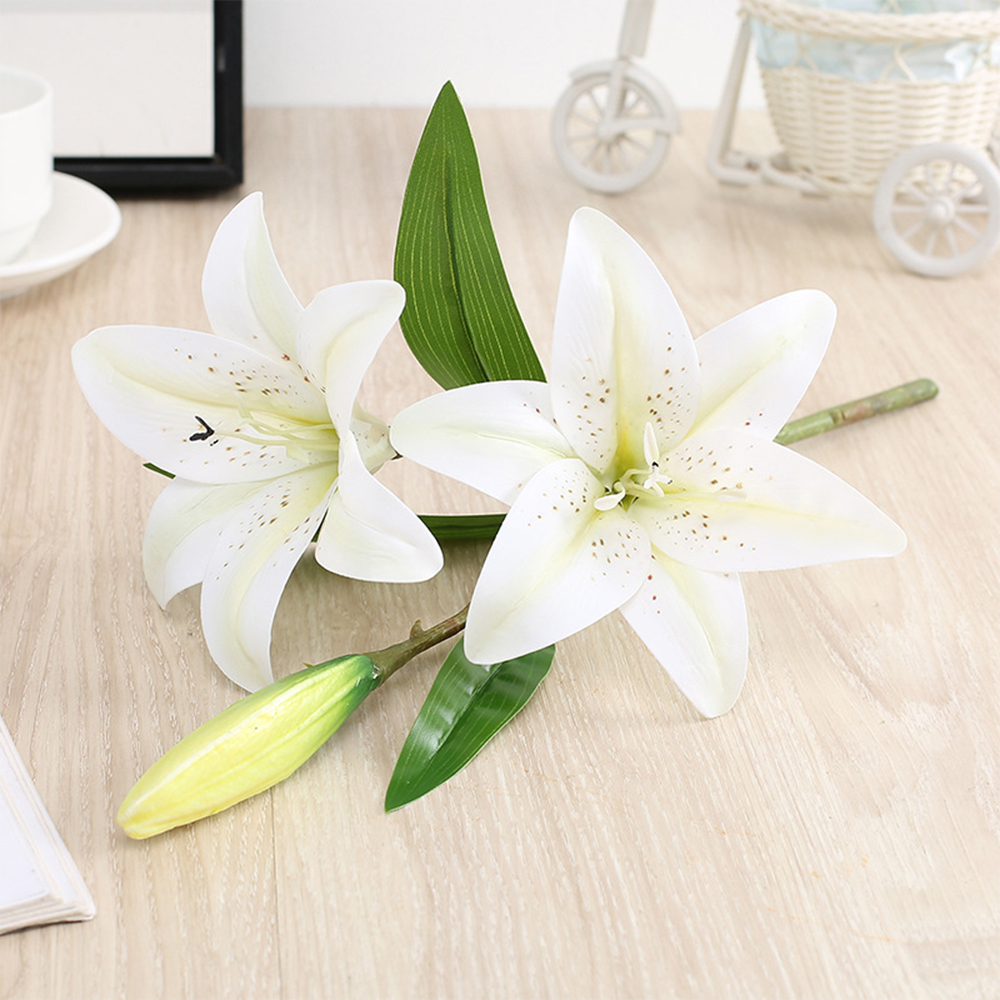 Real Looking, Printing Lily Branch, Artificial Flowers, for Wedding, Home Garden Decoration