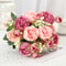 Artificial Flowers Pink White Rose Bouquet, Silk Rose Flower, Home Garden Decoration Wedding Roses, Fake Flowers
