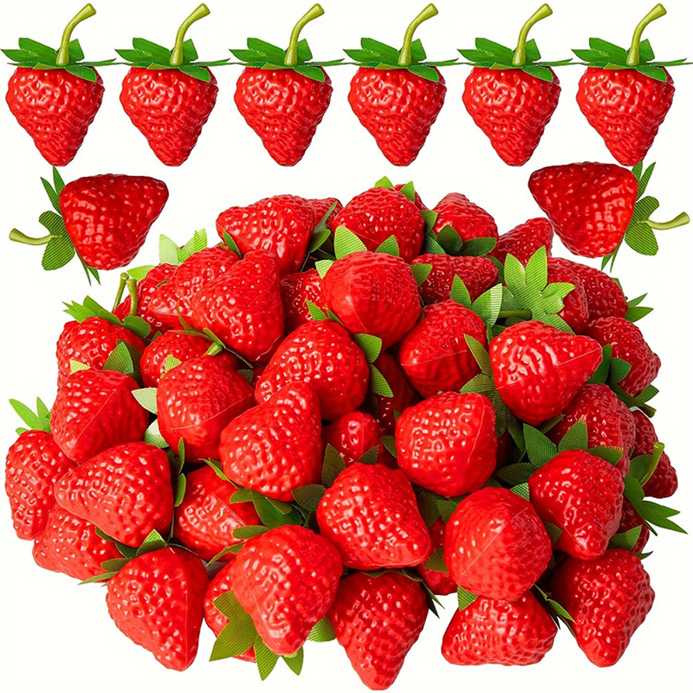 Artificial Strawberries Fake Fruit for Home Party Decor, Photography Prop, Holiday Decor for Halloween Day Celebration