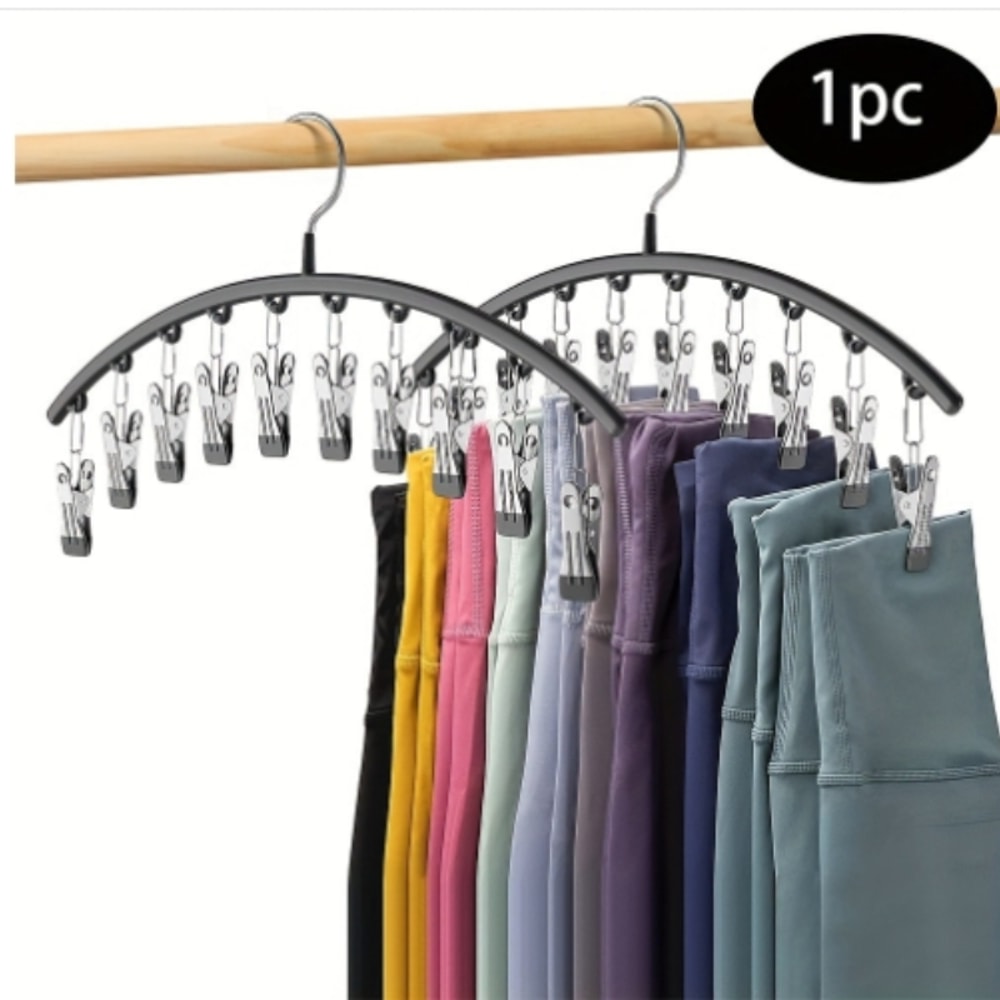 Curved Shape Metal Yoga Pants Hanger, Clothespins, Holds Leggings, Closet Organizer Pants Hanger