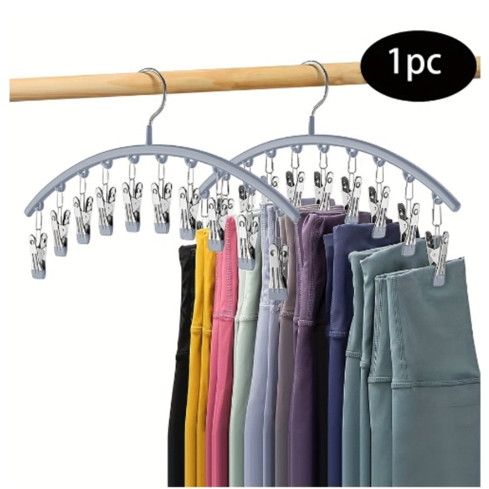Curved Shape Metal Yoga Pants Hanger, Clothespins, Holds Leggings, Closet Organizer Pants Hanger