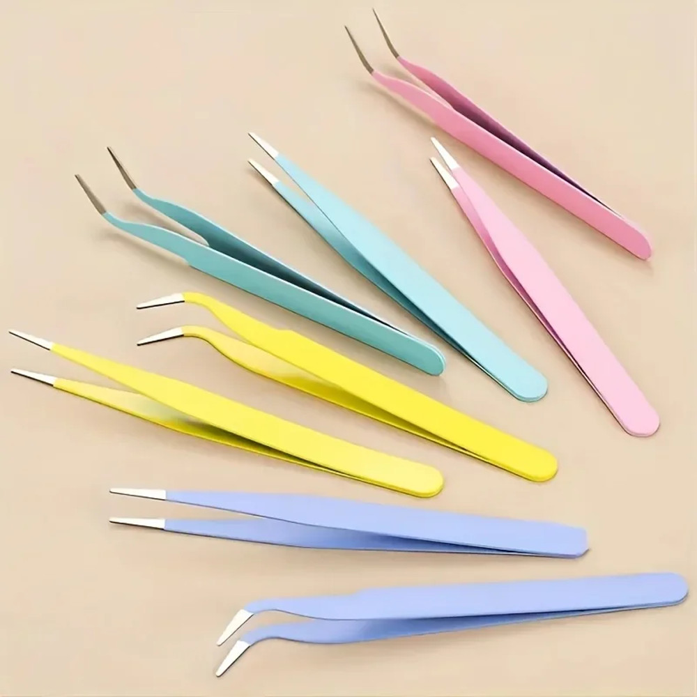 Stainless Steel Precision Tweezers Straight And Curved Color Scrapbook Tweezers For Bead And Fine P 1