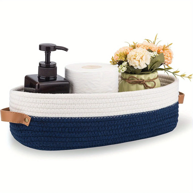 Oval Woven Bathroom Storage Basket Multifunctional Desktop Organizer Toilet Paper Holder Toy Storag 3