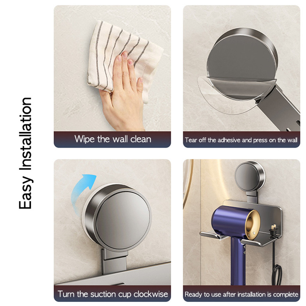 Suction Cup Hair Dryer Holder Wall Mounted Self Adhesive Cradle Stand For Dyson Hairdryer Bathroom 3