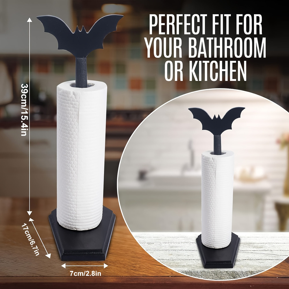 Bat Paper Towel Holder Halloween Decor for Kitchen and Bathroom Gothic, Home Decor for Oddities and Curiosities