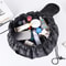 Drawstring Elastic Makeup Storage Bag Women Portable Travel Black Large Capacity Handbag 0