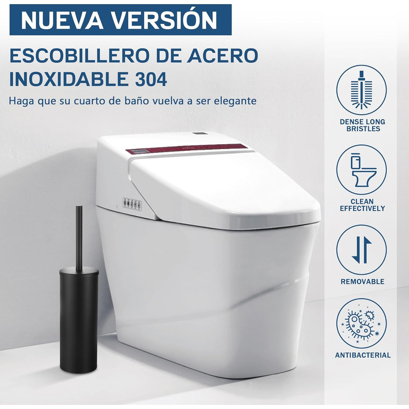 Stainless Steel Toilet Bowl Brush And Holder Long Handle For Deep Cleaning And Bathroom Organizatio 2