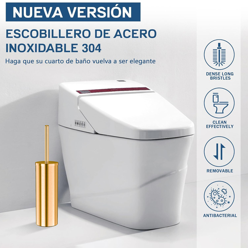 Stainless Steel Toilet Bowl Brush And Holder Long Handle For Deep Cleaning And Bathroom Organizatio 7