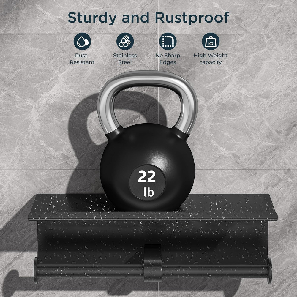 Stainless Steel Toilet Paper Holder, Double Roll Tissue Holder with Shelf for Bathroom, Wall Mounted Washroom Storage