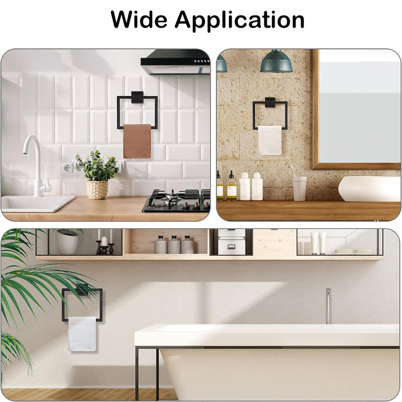 Modern Square Towel Hanger Stainless Steel Towel Ring Hand Towel Holder For Bathroom Storage 4
