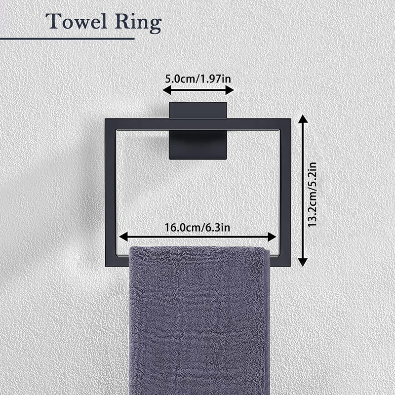 Modern Square Towel Hanger Stainless Steel Towel Ring Hand Towel Holder For Bathroom Storage 5