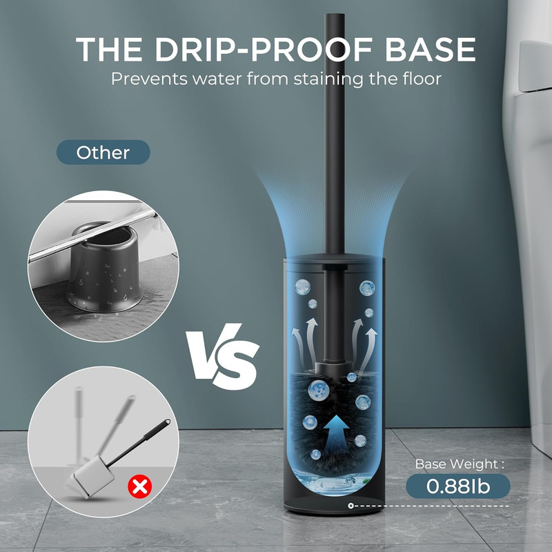 Vertical Matt Black Toilet Brush Holder Stainless Steel Cleaning Tool FloorStanding Toilet Brush Se 2