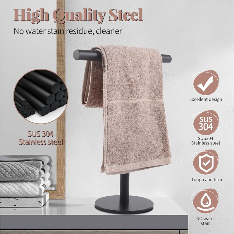 Modern Hand Towel Holder TShape Standing Towel Rack Countertop Organizer For Bathroom Kitchen 2