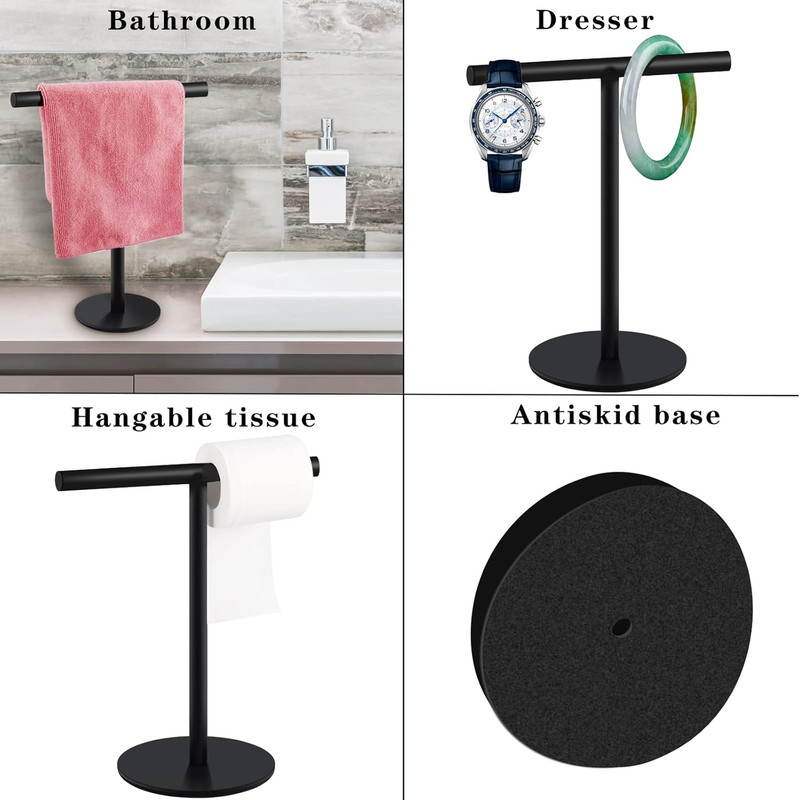 Modern Hand Towel Holder TShape Standing Towel Rack Countertop Organizer For Bathroom Kitchen 4