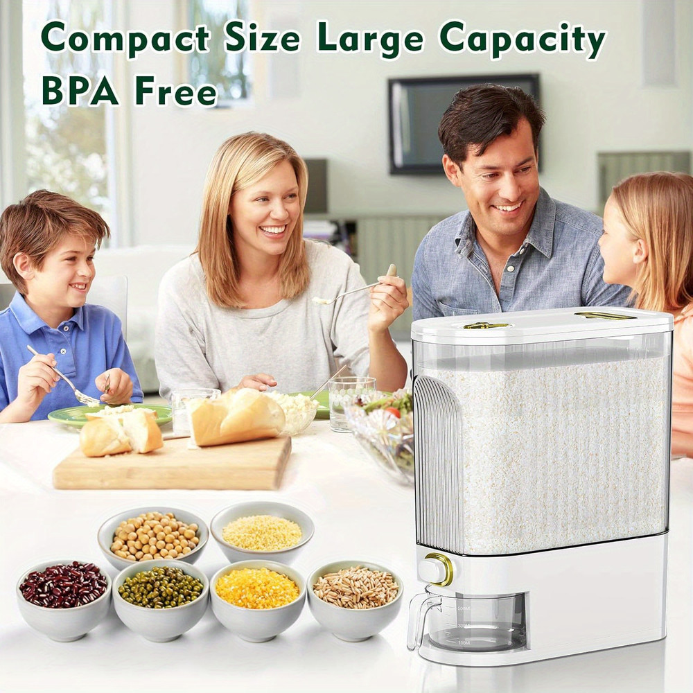 Large Pantry Storage Rice Dispenser With Measuring Cup Time Markings 3