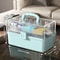 Three layer large capacity household medicine box, foldable toolbox multi functional storage box, art handicraft storage