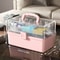 Three layer large capacity household medicine box, foldable toolbox multi functional storage box, art handicraft storage