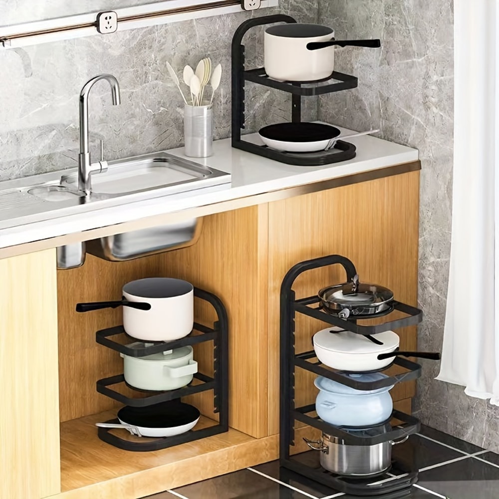 Adjustable Kitchen Storage Shelves Multi Layer Cabinets Pot Racks Sink Organizers Space Saving And 2