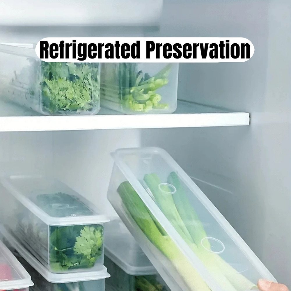 Refrigerator Storage Box With Lid Plastic Fresh Keeping Box Sealed Container For Kitchen Scallions 1