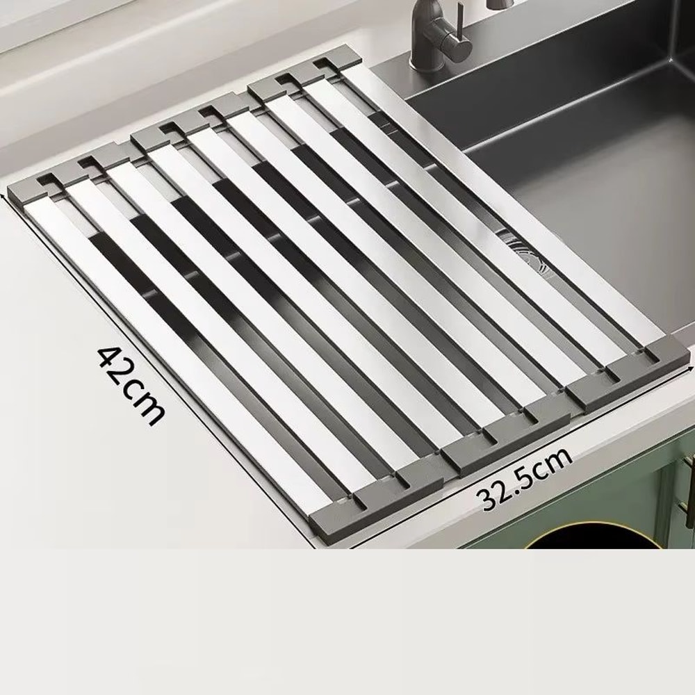 Stainless Steel Kitchen Sink Drain Rack Foldable Retractable Drain Basket Sink Bowl And Dish Storag 7