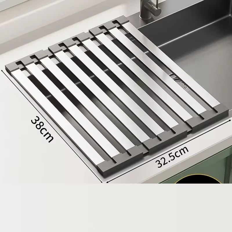 Stainless Steel Kitchen Sink Drain Rack Foldable Retractable Drain Basket Sink Bowl And Dish Storag 5