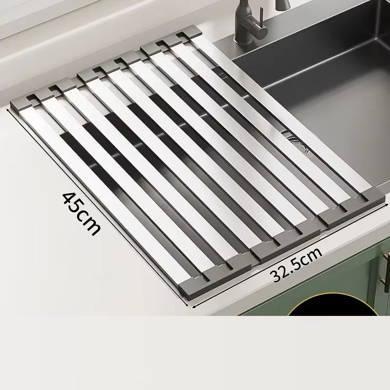 Stainless Steel Kitchen Sink Drain Rack Foldable Retractable Drain Basket Sink Bowl And Dish Storag 8