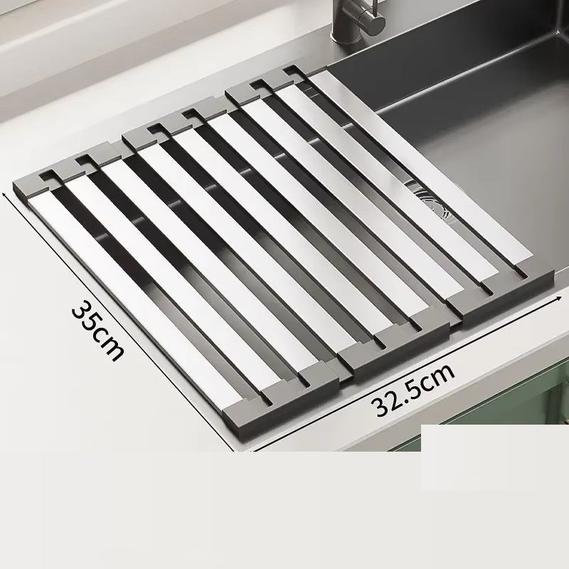 Stainless Steel Kitchen Sink Drain Rack Foldable Retractable Drain Basket Sink Bowl And Dish Storag 4
