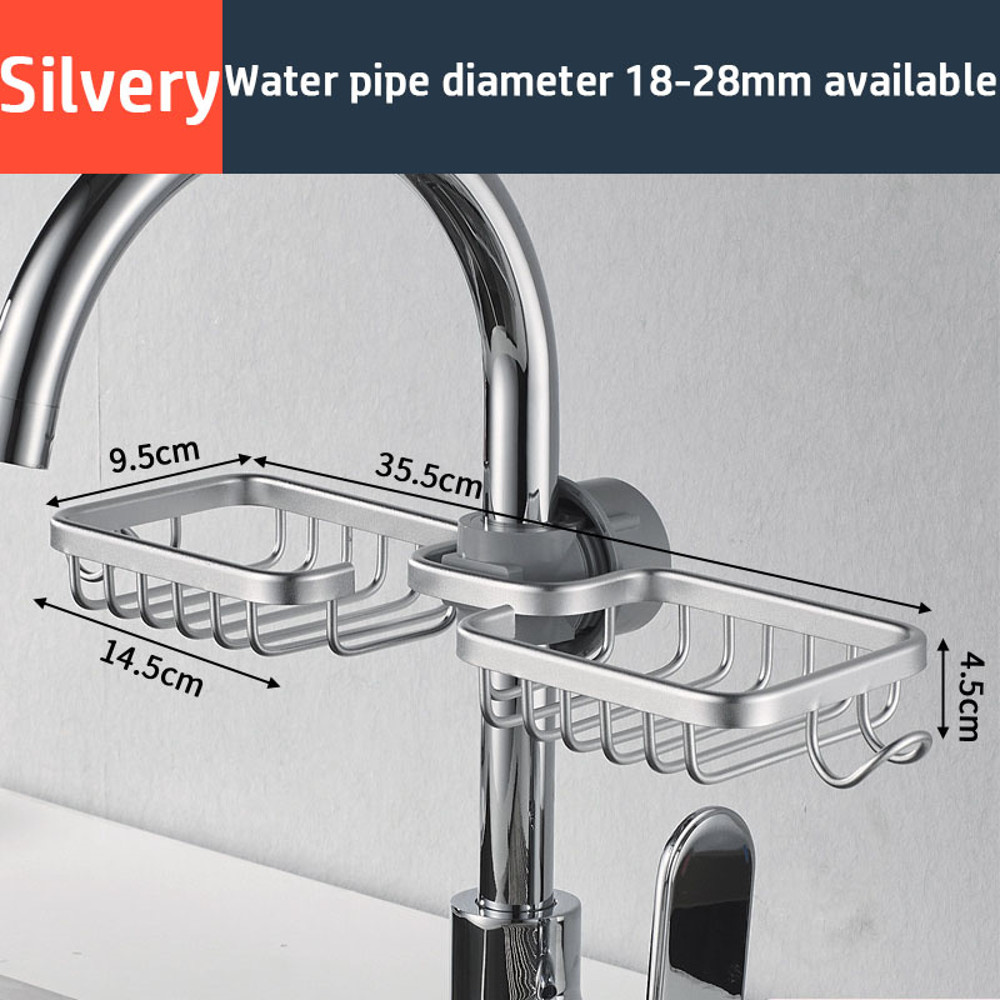 Kitchen Sink Drain Rack Sponge Storage Basket Faucet Holder Aluminum Soap Drainer Shelf Organizer S 9