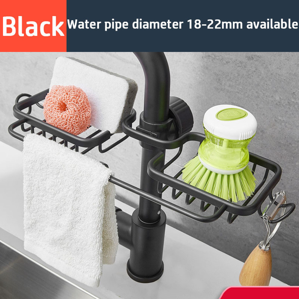 Kitchen Sink Drain Rack Sponge Storage Basket Faucet Holder Aluminum Soap Drainer Shelf Organizer S 10