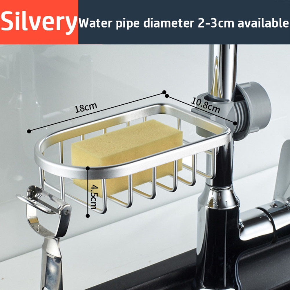 Kitchen Sink Drain Rack Sponge Storage Basket Faucet Holder Aluminum Soap Drainer Shelf Organizer S 12