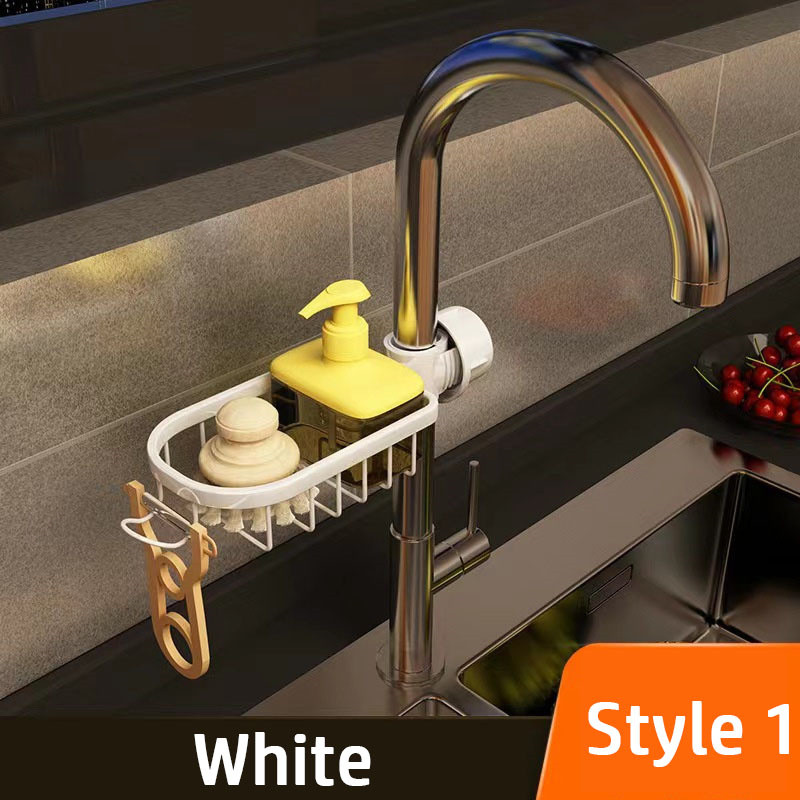 Kitchen Sink Drain Rack Sponge Storage Basket Faucet Holder Aluminum Soap Drainer Shelf Organizer S 13