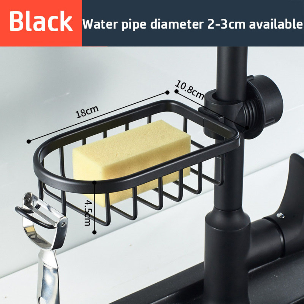 Kitchen Sink Drain Rack Sponge Storage Basket Faucet Holder Aluminum Soap Drainer Shelf Organizer S 14