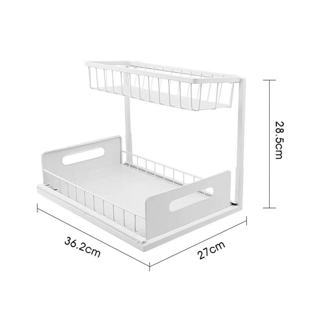 Draw out Cabinet Organizer, Slide Out Sink Rack, 2 layer Cabinet Storage Rack, Pull Out Shelf for Kitchen and Bathroom