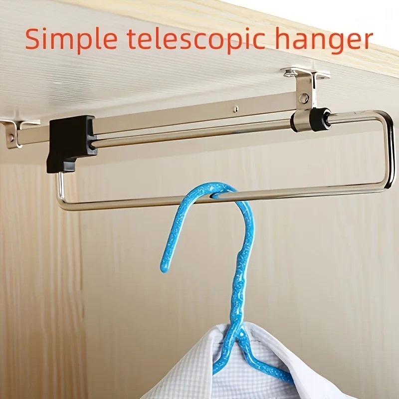 Pull Out Clothes Storage Rod Adjustable Foldable Hanging Rail Space Saving Organizer For Wardrobes 3