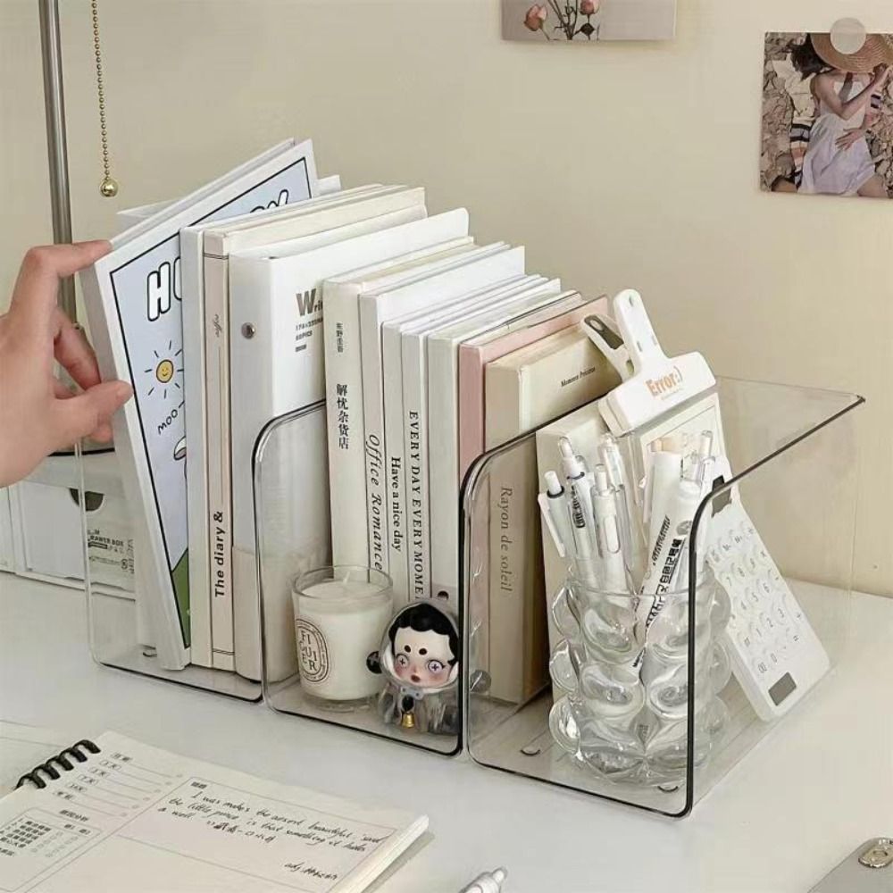 Transparent Book Stand Acrylic Book Folder U Shaped Desk Storage Rack Simple Free Combination Home 2
