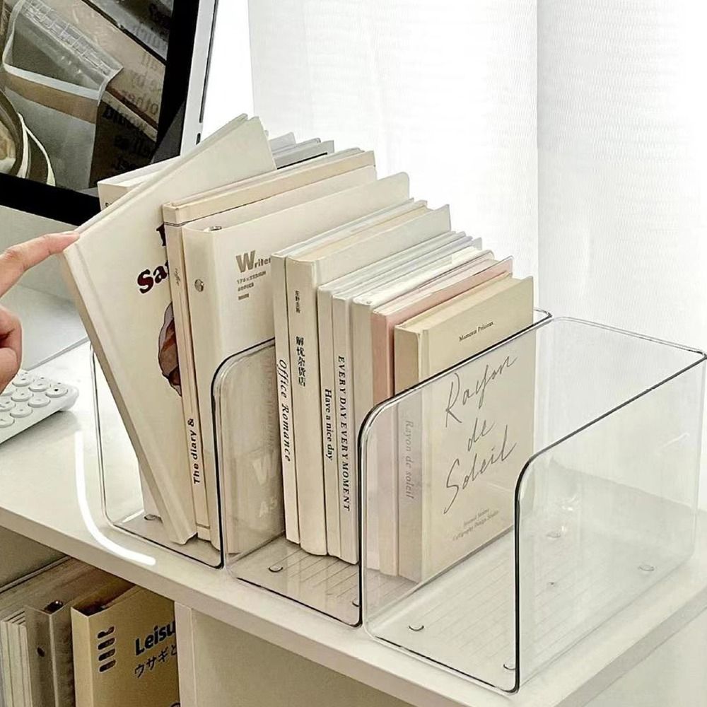 Transparent Book Stand Acrylic Book Folder U Shaped Desk Storage Rack Simple Free Combination Home 4