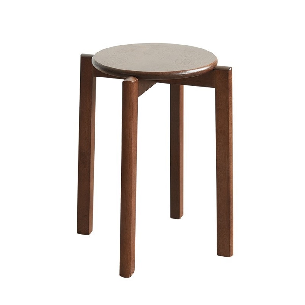 Dining Table Stool, Modern Simple Square Round Rubber Wood, Household Solid Wood Living Room Dining Room Stackable Seat
