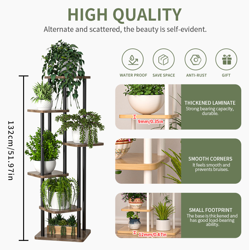Plant Stand Stand For Flowers Wooden Storage Shelf Indoor Display Stand Multiple Flower Pot Rack 4 2