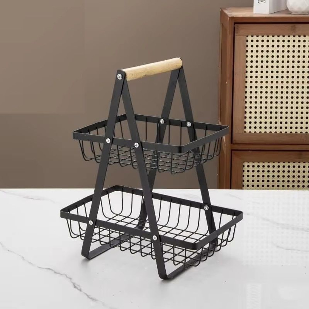New Portable Iron Kitchen Storage Rack Multilayer Snack Storage Shelf Multifunctional Fruit Basket