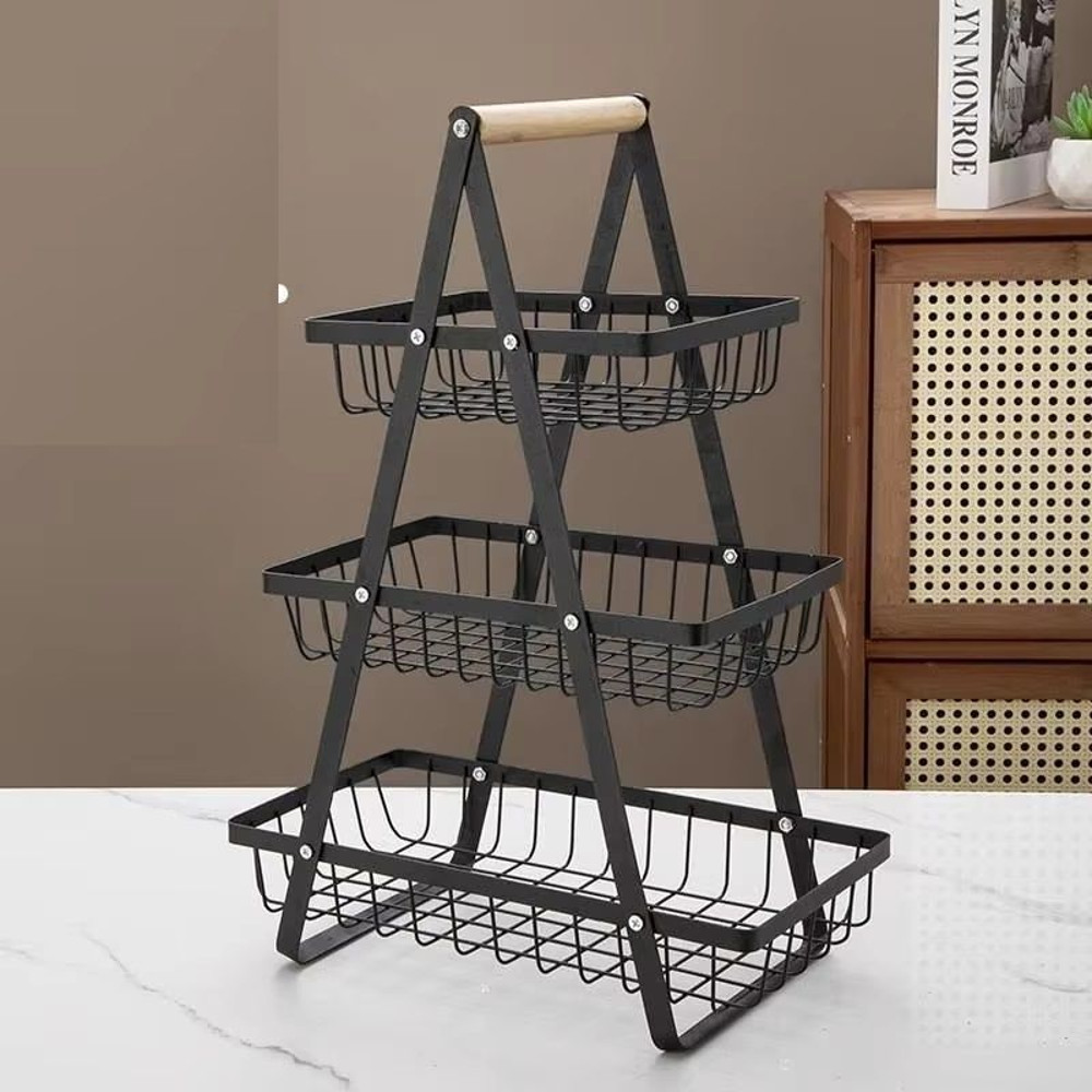New Portable Iron Kitchen Storage Rack Multilayer Snack Storage Shelf Multifunctional Fruit Basket