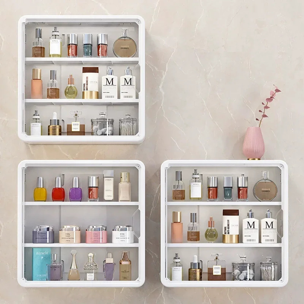 Bathroom Organizer Transparent Multi Layer Display Cabinet Cosmetic Storage Box With Removable Shel