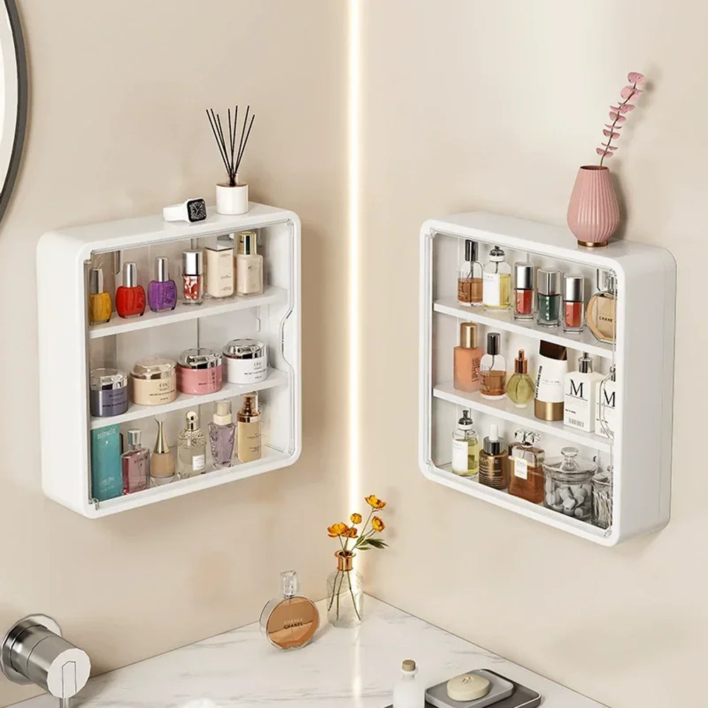 Bathroom Organizer Transparent Multi Layer Display Cabinet Cosmetic Storage Box With Removable Shel