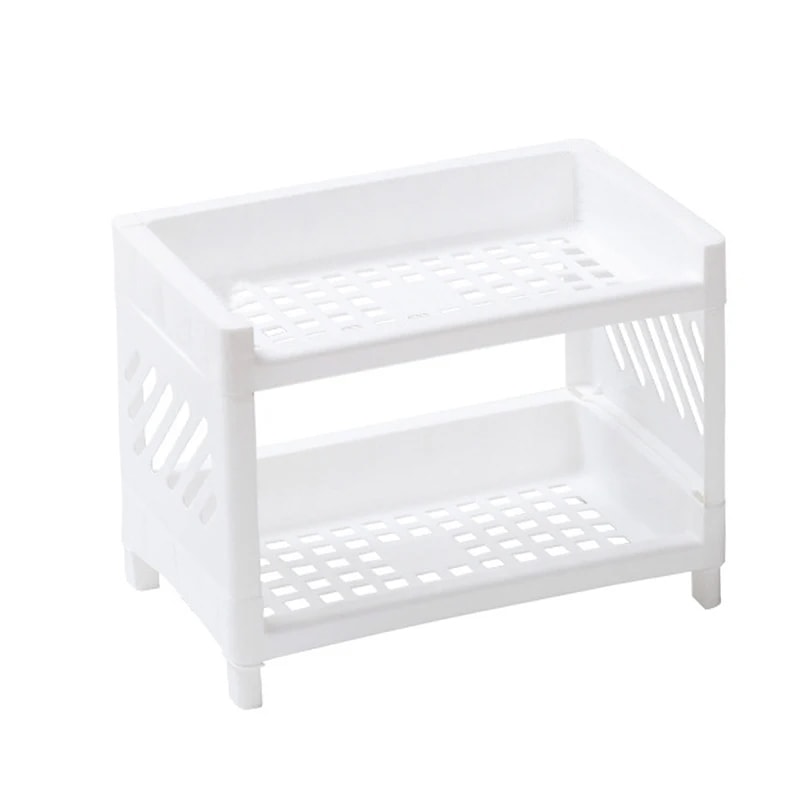 Minimalist Desktop Double Layer Storage Rack Household Bathroom Plastic Organizer Pure White Multif 5