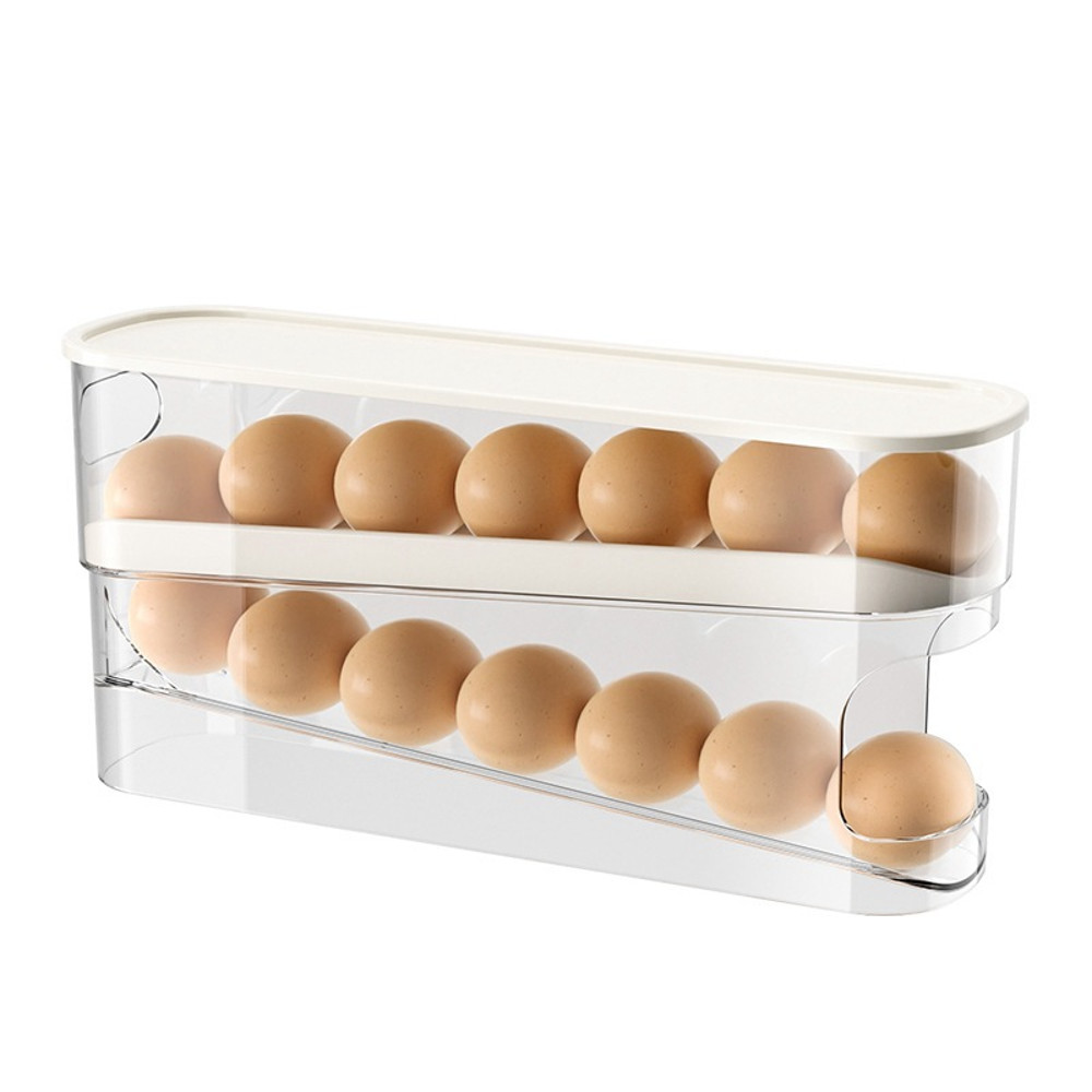 Dispenser Refrigerator Egg Storage Box Double Layers Rolling Egg Holder Automatic Scrolling Organiz 0