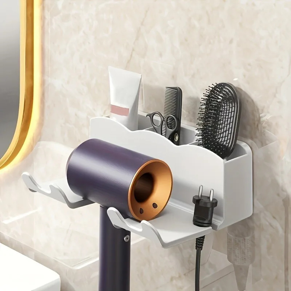 1pc Hair Dryer Storage Rack, Bathroom Air Duct Storage, Non Perforated Bathroom Wall Mounted Bracket, Hair Dryer Rack