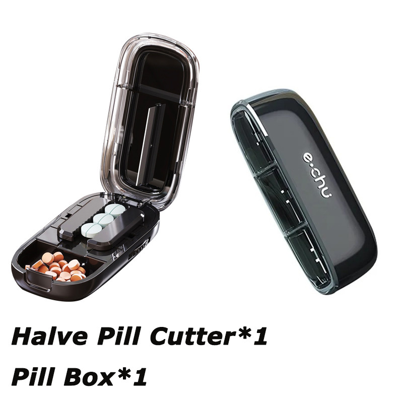Newest Pill Cutter Storage Box, Portable Drug Tablet Divider, Dustproof Medicine Organizer, Crusher